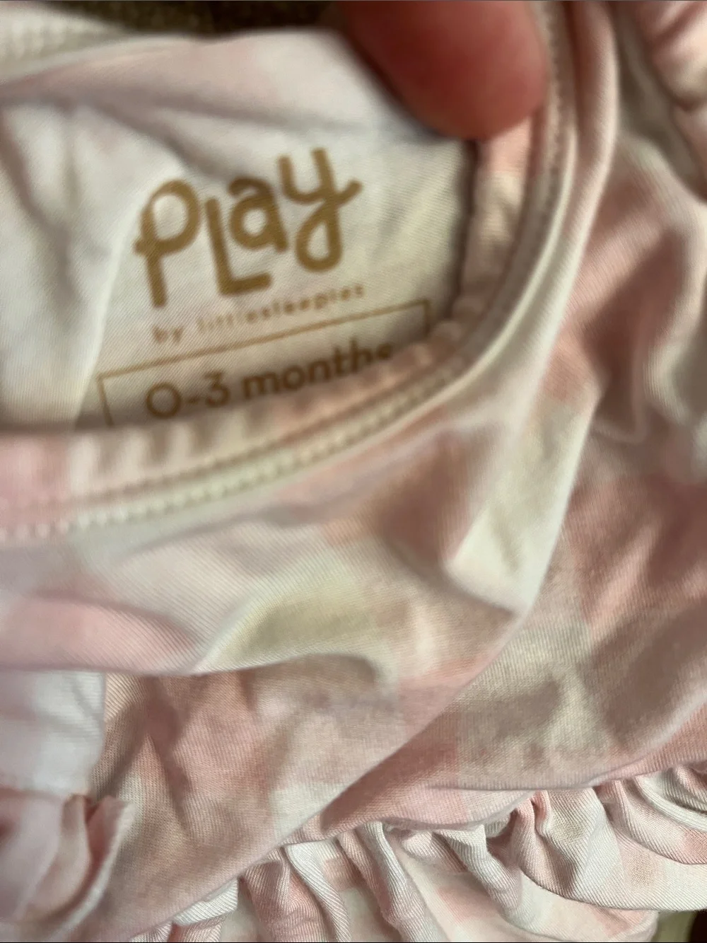 Little Sleepies Play 0-3 Mnths pink  & White Gingham Baby Dress Romper